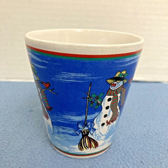 Unmarked Snowman with Bow Broom and Red Bird Coffee Mug with Handle (Winter) - Picture 5 of 10